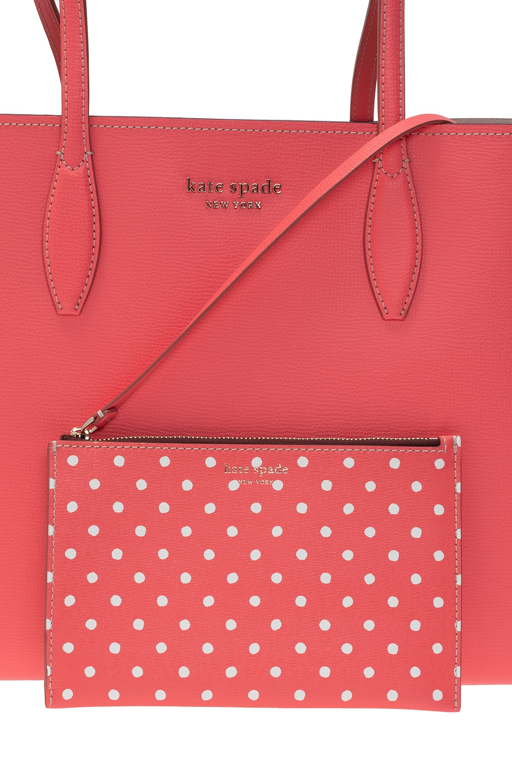 Kate Spade Red Tote w/ pink snails store and pouch